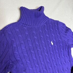 Ralph Lauren Sport Purple Cable Knit Turtleneck Sweater Women's Size Medium